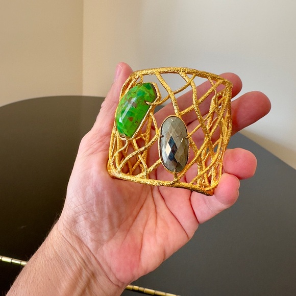 RARE Bohemian Luxury authentic Alexis Bittar Gemstone Statement Cuff/Bracelet - Picture 17 of 17